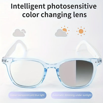 Smart Glasses Photochromic Bluetooth Audio Eyewear with Magnetic Charging and Four Frame Color Options