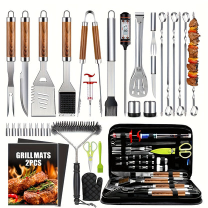 Griddle Tool Set 34 Piece 304 Stainless Steel Flat Top Grill Accessories with Spatula, Tongs & Scraper – Teppanyaki BBQ Tools for Outdoor