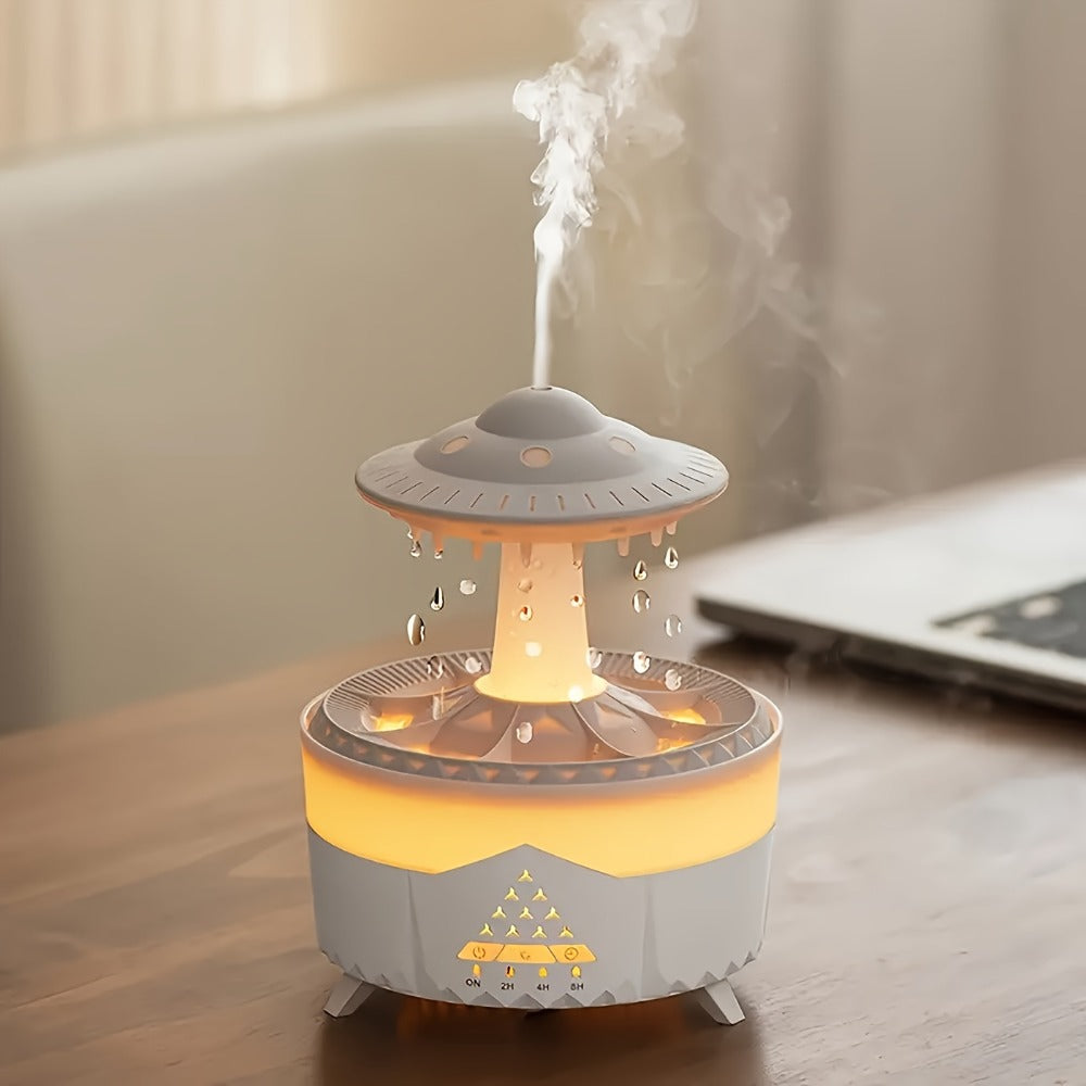Raindrop Aroma Diffuser with Warm Center Light, Remote and Body-Button Controls in Black or White