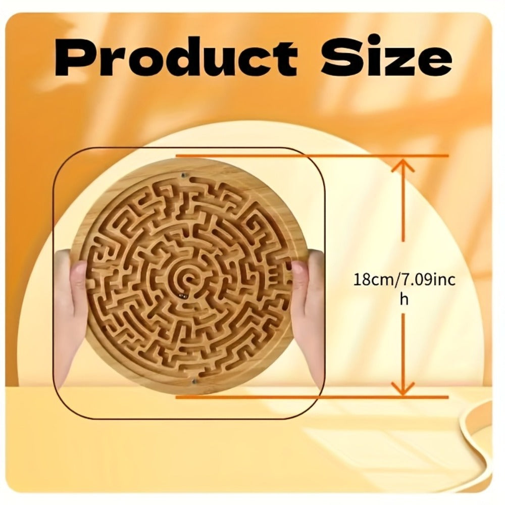 Wooden Maze Balance Board with Steel Ball, Brain Training Puzzle Game for Kids & Adults, Hand-Eye Coordination