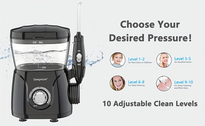Water Flosser for Teeth & Braces 600ml Large Tank – 10 Adjustable Pressure Levels 8 Nozzles IPX4 Waterproof Professional Oral Irrigator