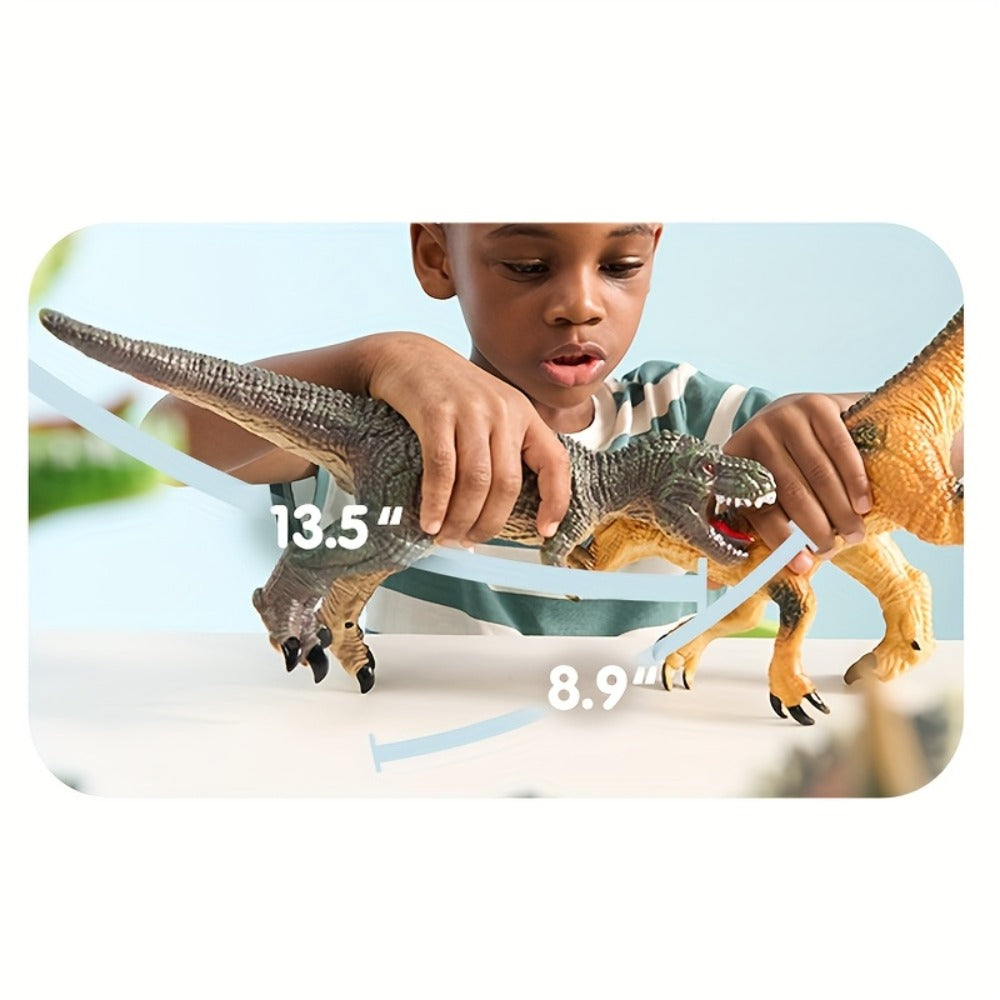 Toddler Dinosaur Figures with Educational Book, 6 Jumbo Realistic Dinosaur Toys for Toddlers 1+ Years