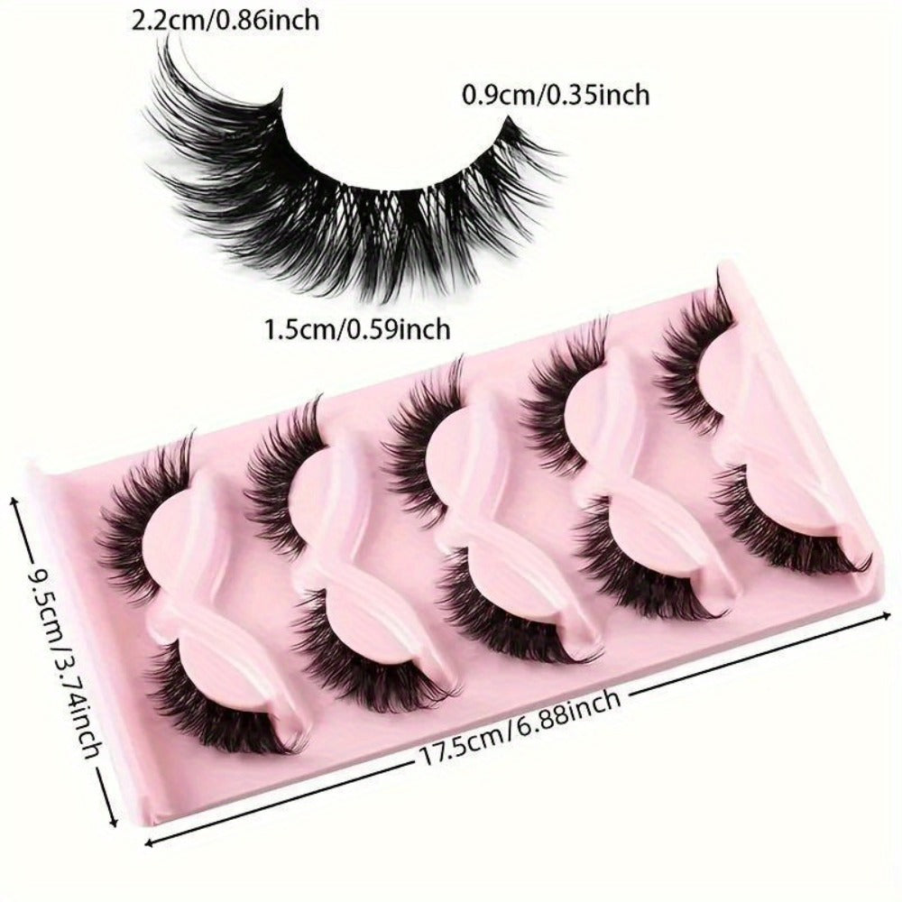 15 Pairs Cat Eye Strip Lashes – Natural Long Manga Wispy False Eyelashes with Winged Tips, 3 Boxes Elongated Dramatic Eye Look for Women