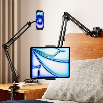Long Arm Tablet Stand Phone Holder Flexible Gooseneck Desk Mount Bedside Tabletop Lazy Bracket 360 Rotation Compatible with iPad iPhone
