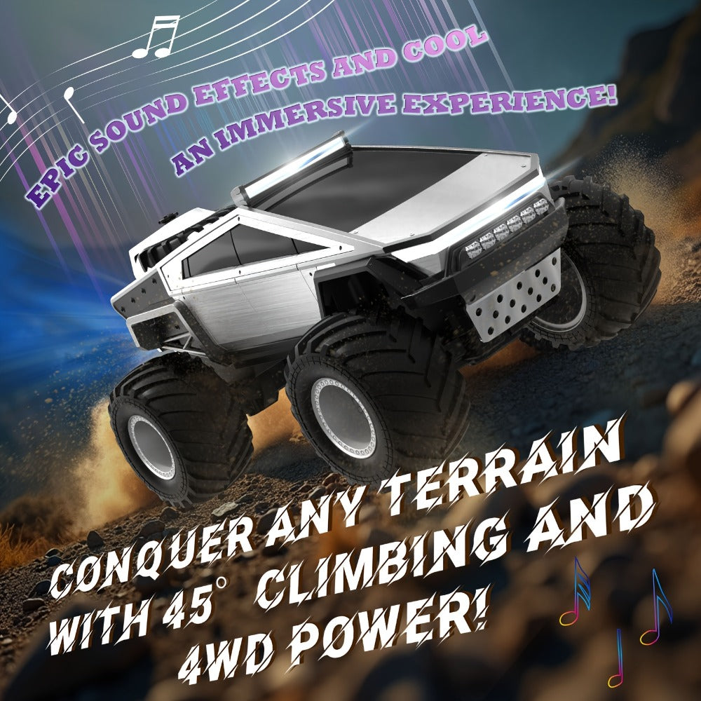 1:12 Scale RC Monster Truck 4WD, Remote Control Cybertruck & Pickup Truck with LED Lights & Sound Effects