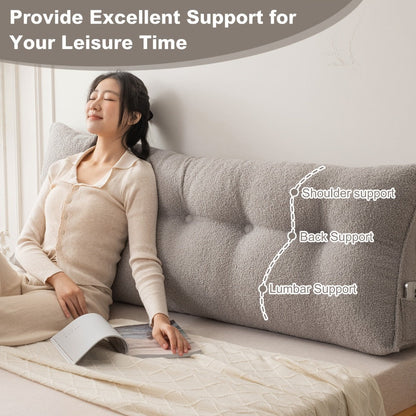 Bed Wedge Pillow Headboard Pillow with Side Pockets Removable Cover Teddy Velvet Reading Pillow Twin Queen King