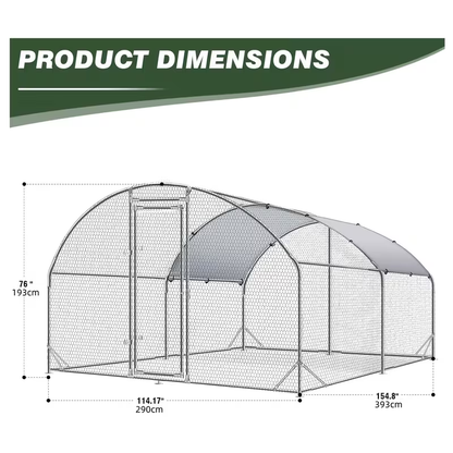 Metal Chicken Run Walk-in Poultry Enclosure with UV Protection - Dome Flat & Spire Roof Styles