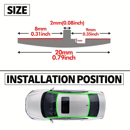 Car Rubber Seal Strip T-Shape Weatherstrip – Windshield Sunroof Door Edge Weather Stripping Trim, Universal Auto Weatherproofing Seal (3PCS