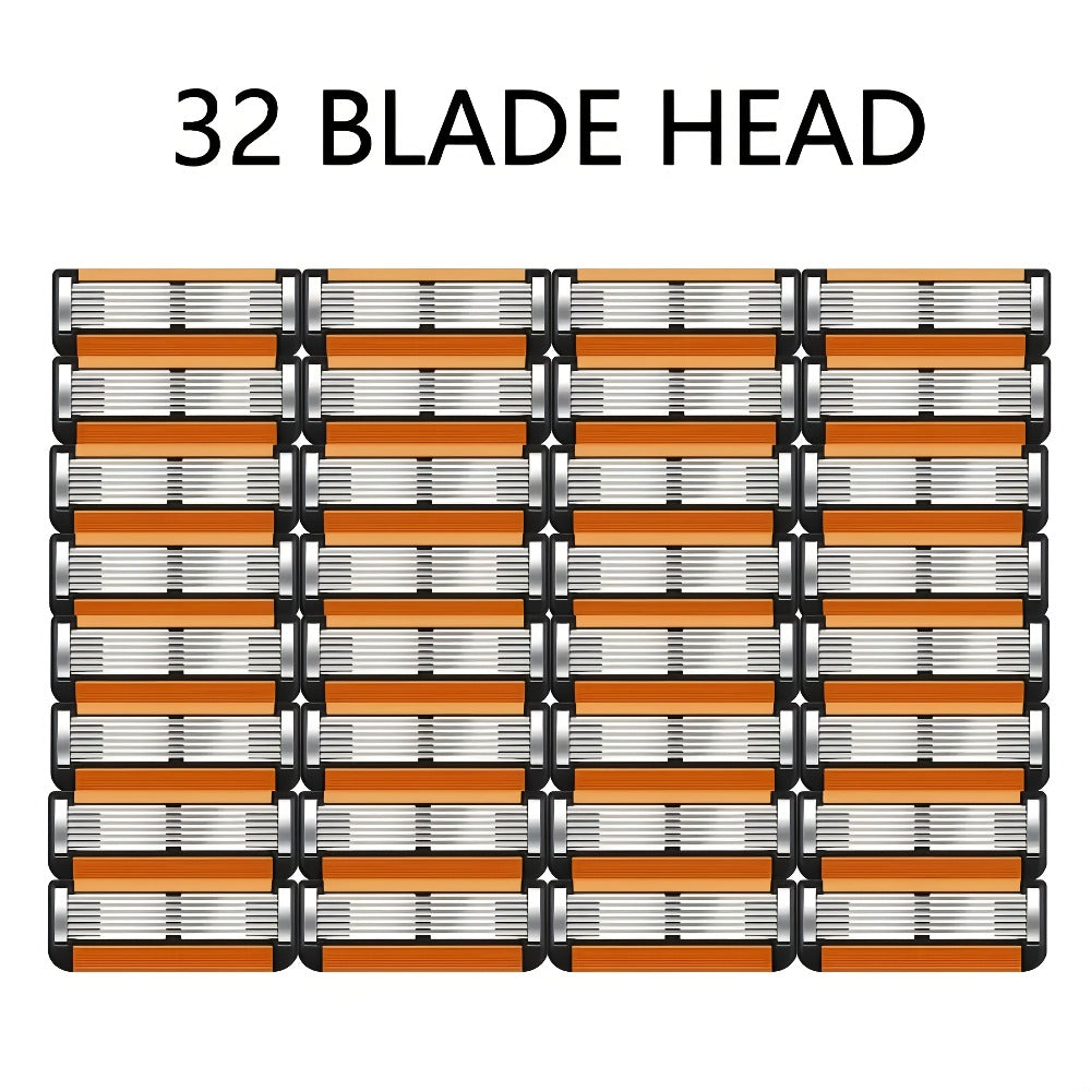 Fusion 5 Compatible Razor Blade Refills 6-Layer Stainless Steel with Free Handle – Men's Replacement Shaving Cartridges for Beard & Face