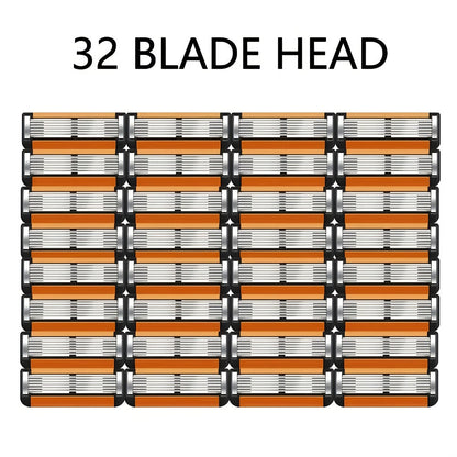 Fusion 5 Compatible Razor Blade Refills 6-Layer Stainless Steel with Free Handle – Men's Replacement Shaving Cartridges for Beard & Face