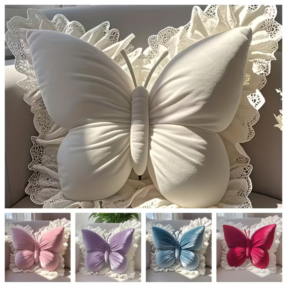 Butterfly Shaped Throw Pillow 3D Bow Decorative Cute Accent Pillow for Bed Sofa Couch Velvet for Entryways, Bedrooms and Living Spaces