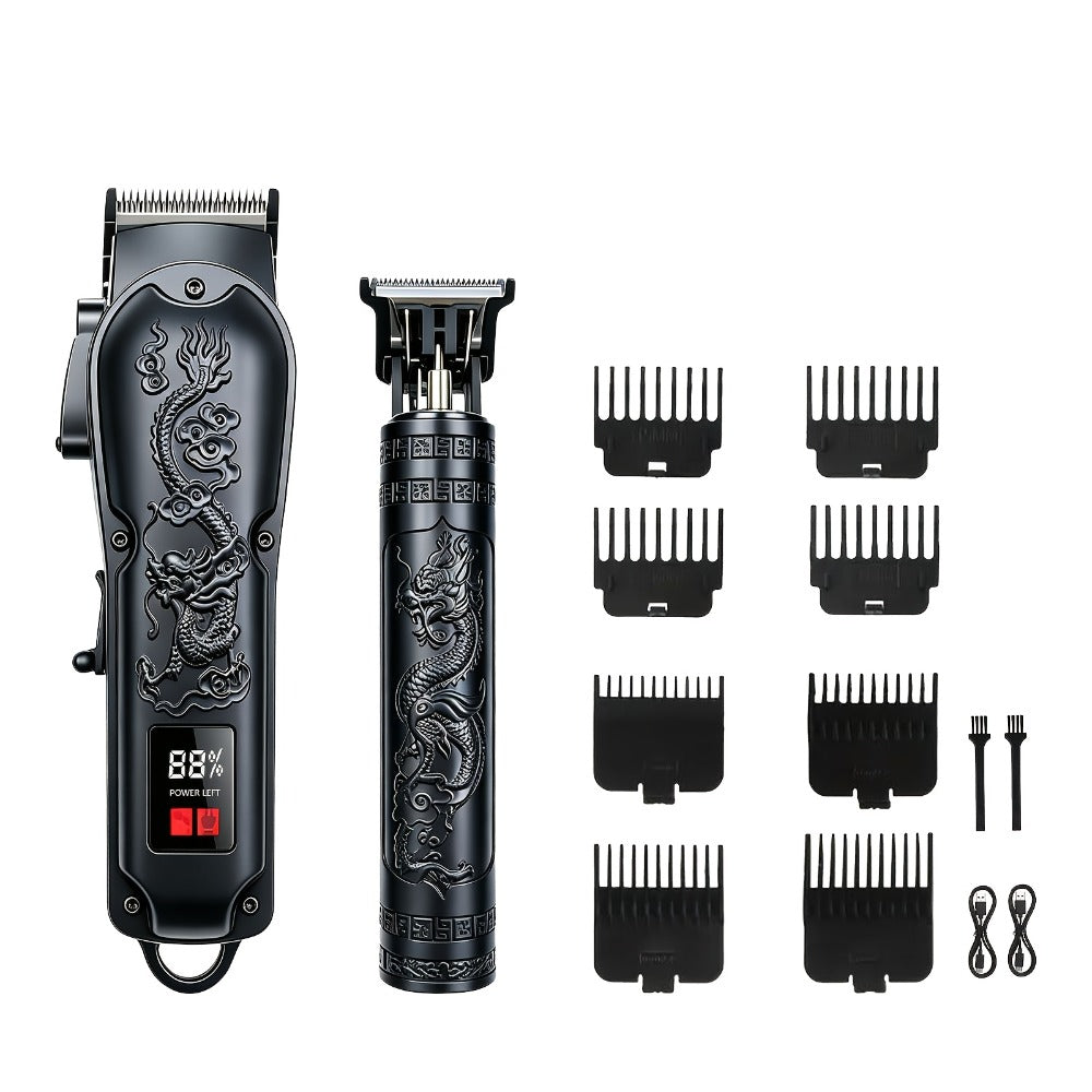 USB Precision Hair Clipper Set for Men, Wireless Electric Clippers & Nose Trimmer Shaver for Everyday Face, Beard and Body Grooming