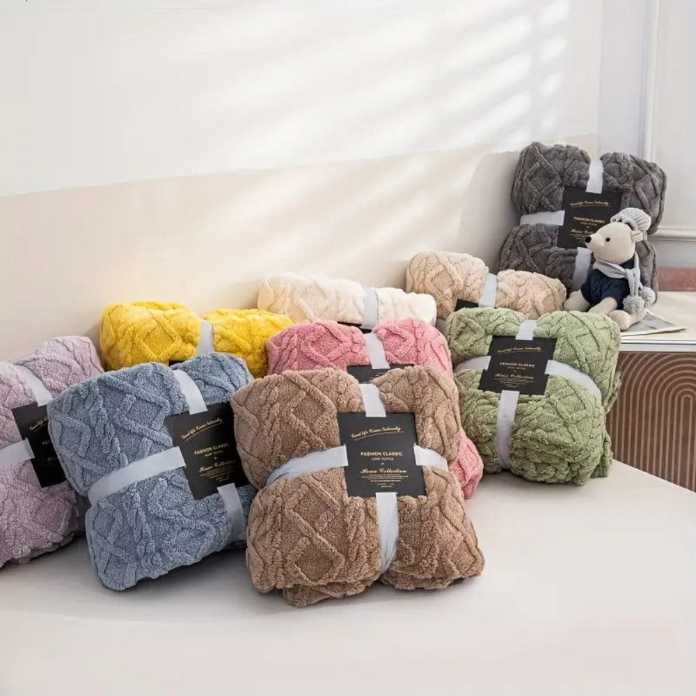 3D Plush Dense Weave Fleece Blanket, Ultra- Throw for Bed, Couch, Travel & Outdoor, Air-Conditioning Friendly