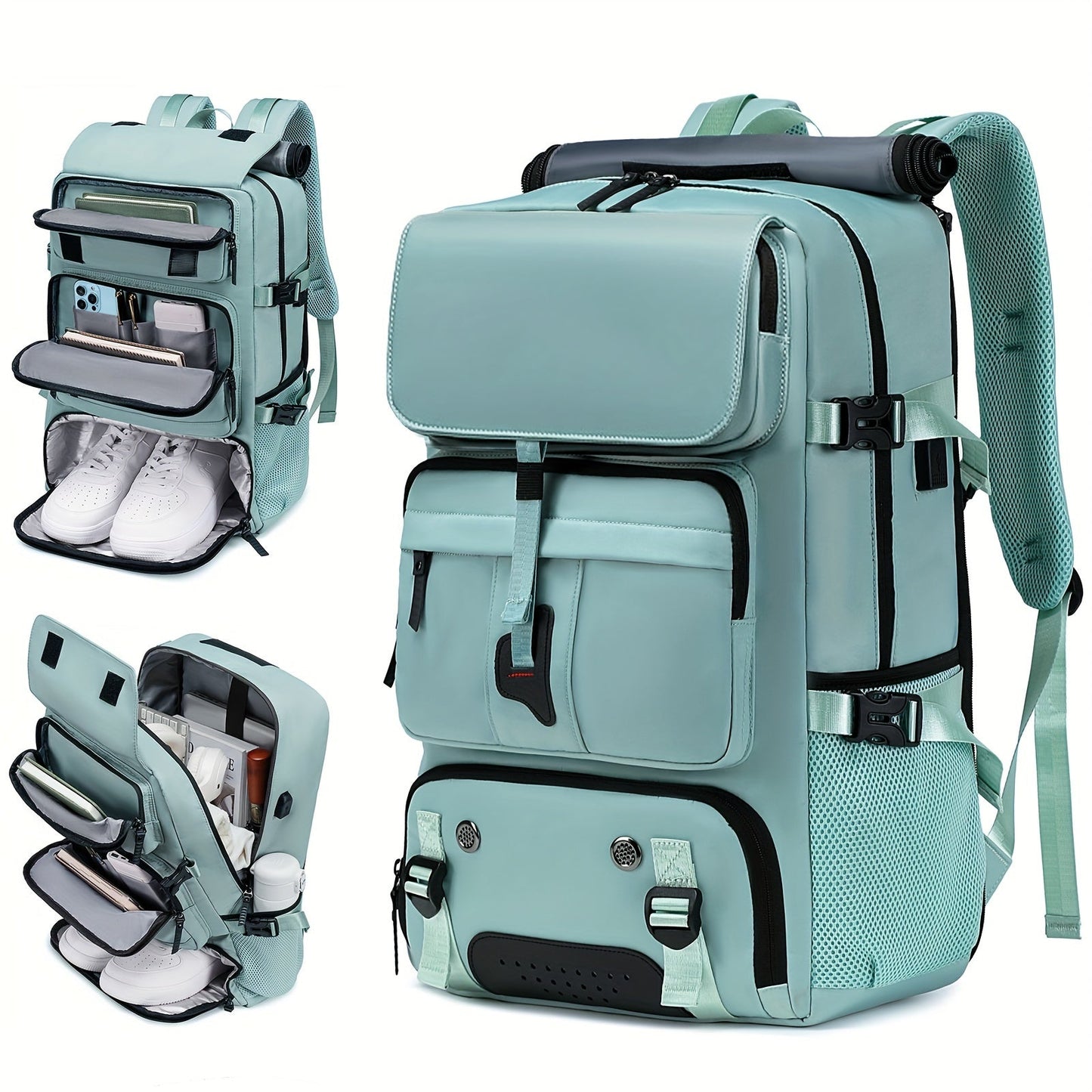 Laptop Backpack with Shoe Compartment, USB Port and Large Travel Storage in Eight Colors for Daily Use