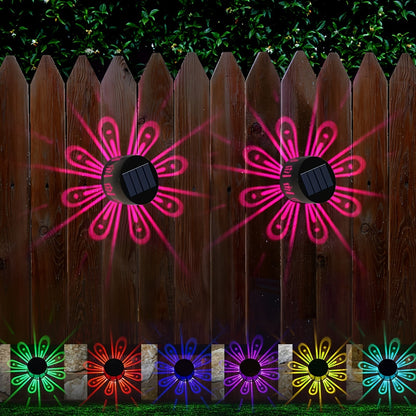Two-Piece Solar Flower Projection Wall Light Set with Multicolor or Warm White Illumination