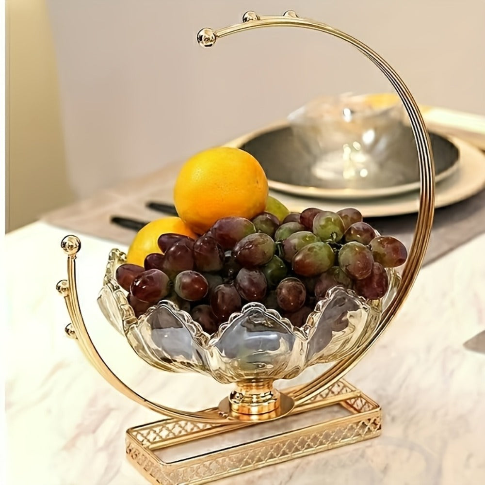 Glass Fruit Bowl Decorative Serving Tray – Modern Minimalist Centerpiece for Living Room, Dining & Kitchen | European Luxury Style Home