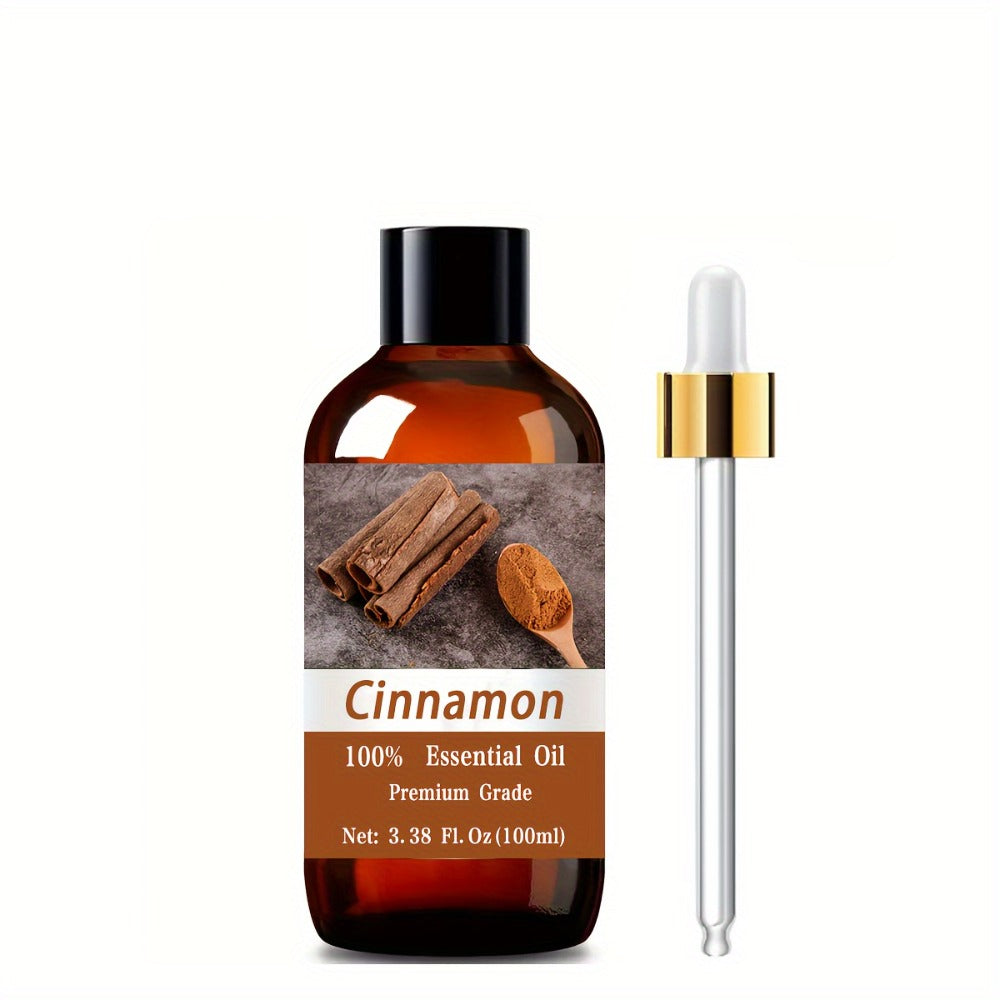 Essential Oil Cinnamon Warm Spicy Aroma in 100ml Bottle for Diffuser, Massage, Meditation and Personal Care