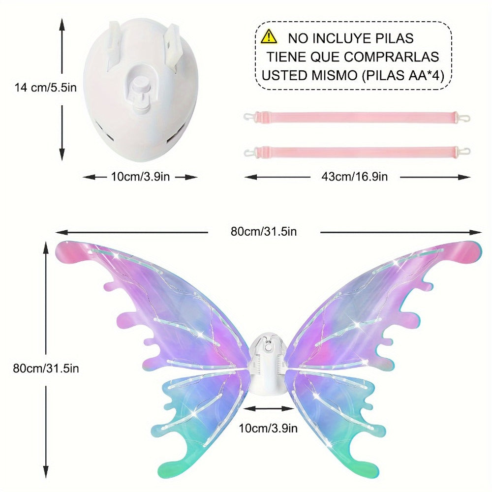 LED Fairy Wings USB Rechargeable Light Up Butterfly Wings for Girls with the Listed Color, Size or Set Options for Everyday Use