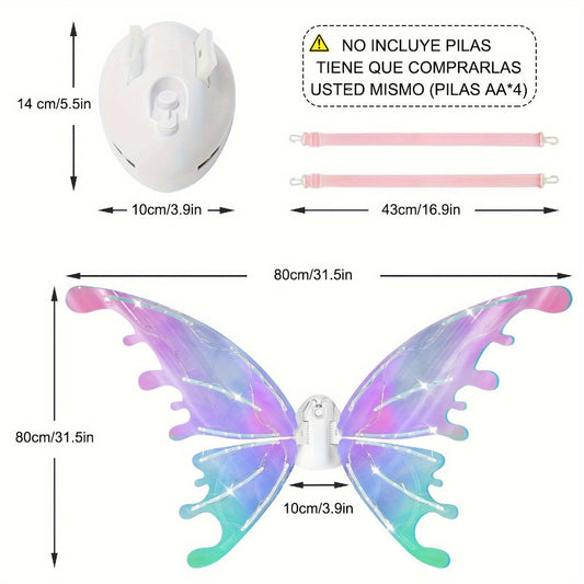 LED Fairy Wings USB Rechargeable Light Up Butterfly Wings for Girls with the Listed Color, Size or Set Options for Everyday Use