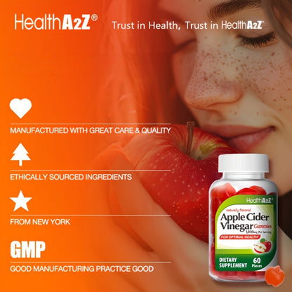 Apple Cider Vinegar Gummies 1000mg Extra Strength with B6, B12, Folic Acid, Pomegranate & Beet - Digestive Health