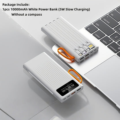 Power Bank for Camping, 10000-30000mAh with 15W Charging, Four-in-One Cable and Four-Mode Camping Light