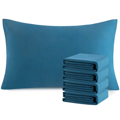 Pillowcases 4 Pack Queen 20x30 – Brushed Microfiber Soft Wrinkle-Free Fade-Resistant Envelope Closure Solid Color 32 Colors