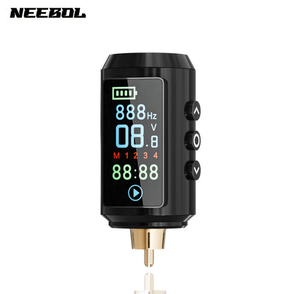 P7 1600mAh Cordless Tattoo Power Supply with Color Screen, Four Memory Modes and RCA Connector