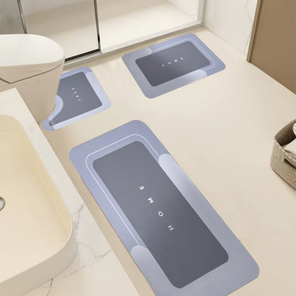 Diatomaceous Earth Bath Mat Set 3pcs Non-Slip Super Absorbent Bathroom Rug – Quick Dry Machine Washable Toilet Mat for Shower Room