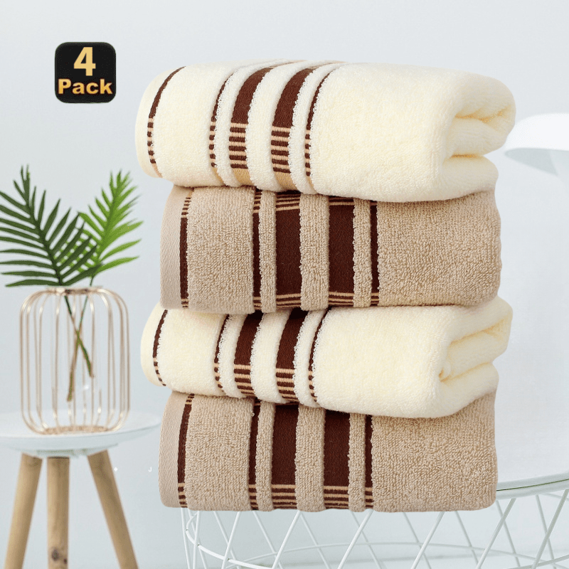 Towel Set 4-Pack Pure Cotton Face Towels in Camel, Beige Yellow or Mixed Colors for Home and Spa
