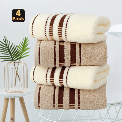 Towel Set 4-Pack Pure Cotton Face Towels in Camel, Beige Yellow or Mixed Colors for Home and Spa