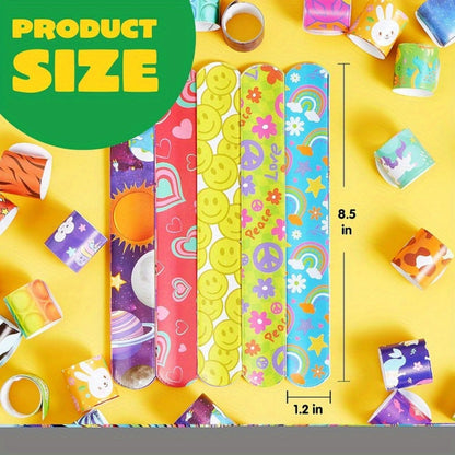 288 Pcs Slap Bracelets Party Favors Bulk Set, 36 Colorful Designs for Kids, Classroom Prizes, Goodie Bags