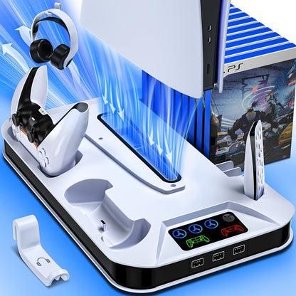 PS5 Pro Slim Cooling Station with Controller Charging Station for PS5/Slim/Pro Standard & Disc/Digital Console