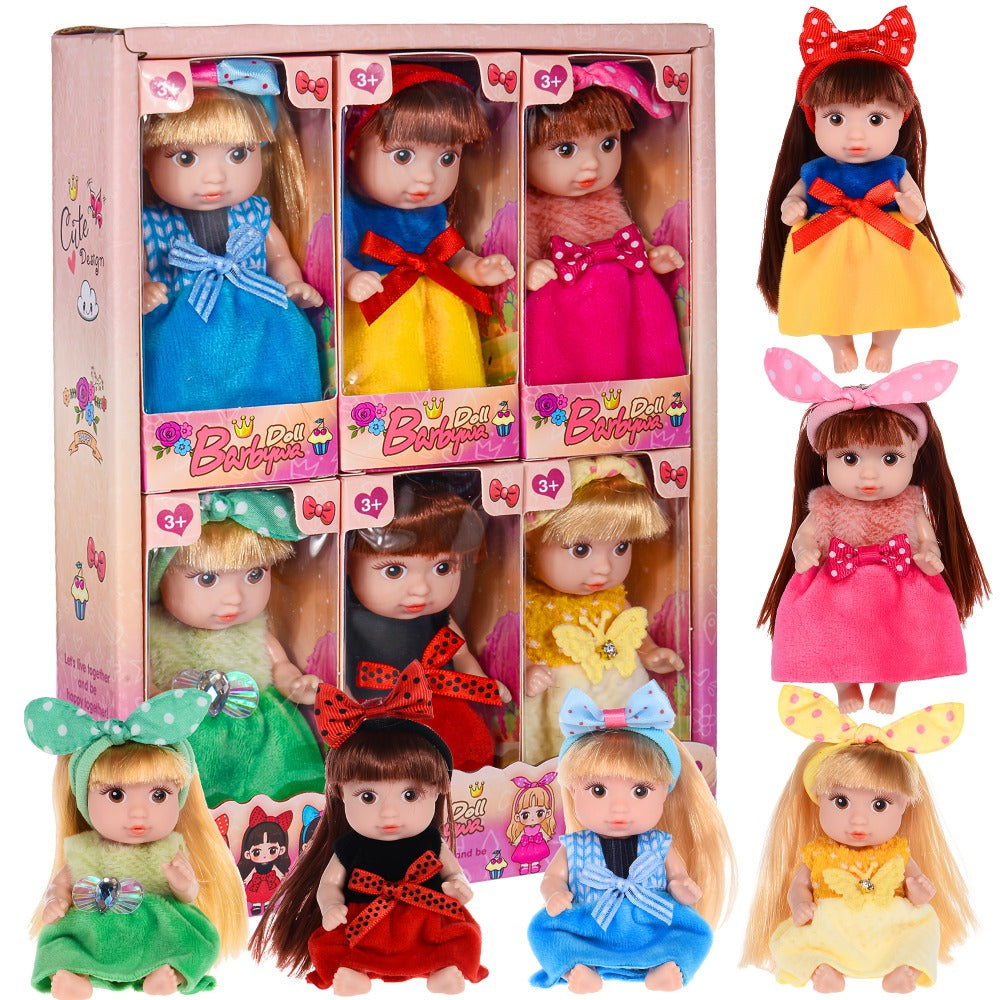 Mini Fashion Dolls 6 Pack 4 Inch Collectible Doll Set with Stylable Hair Rotatable Limbs & Cute Outfits