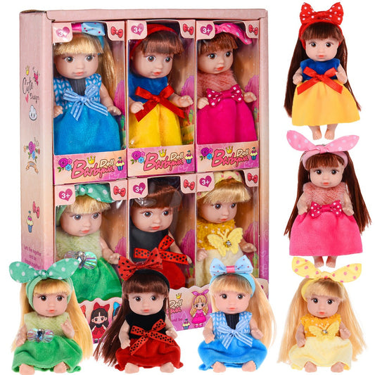 Mini Fashion Dolls 6 Pack 4 Inch Collectible Doll Set with Stylable Hair Rotatable Limbs & Cute Outfits