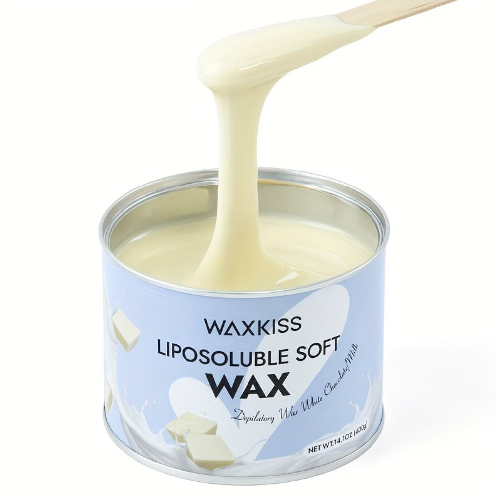 Soft Wax for Hair Removal 400g WAXKISS Honey & Aloe Vera Strip Wax Jar for Face Underarms Legs Body Back All Skin Types DIY Home Salon
