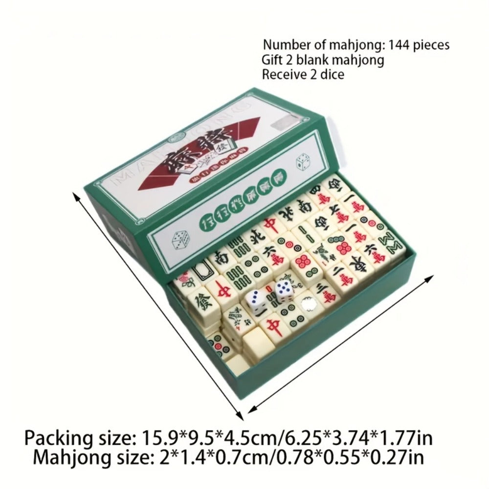 Mini Mahjong Set Portable Travel Size – Compact Authentic Chinese Tile Game for Family Fun Logical Thinking On-the-Go Entertainment