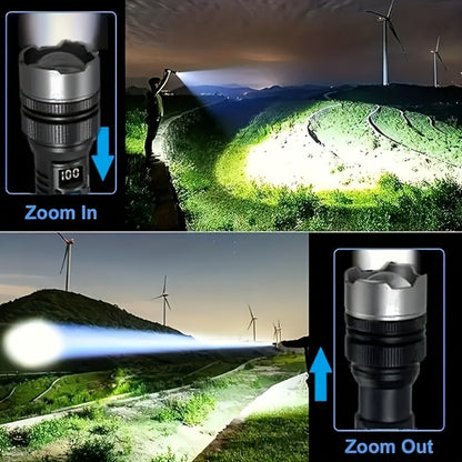 Flashlight 1000-Lumen Rechargeable 2-Pack with Digital Display, Type-C Input and USB Power Output