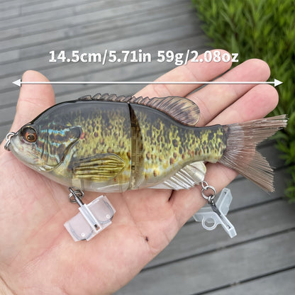 Realistic Hard Fishing Lure 14.5cm Transparent Green Blue Body Large Eyes Sharp Hooks Natural Pattern for Bass Pike Trout Beginners