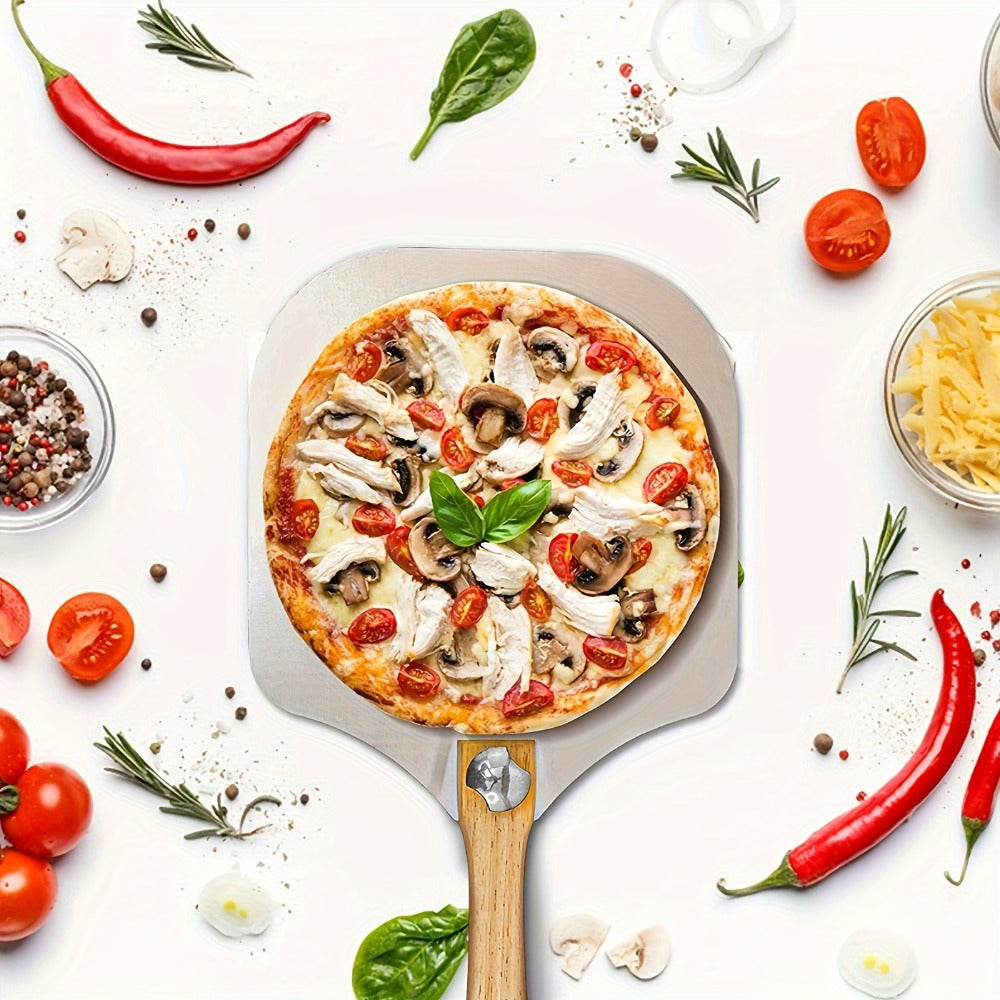Pizza Making Set with Pizza Peel, Nonstick Pizza Pan, Perforated Pan, Pizza Cutter, Oven Mitts, Pie Server & Basting Brush