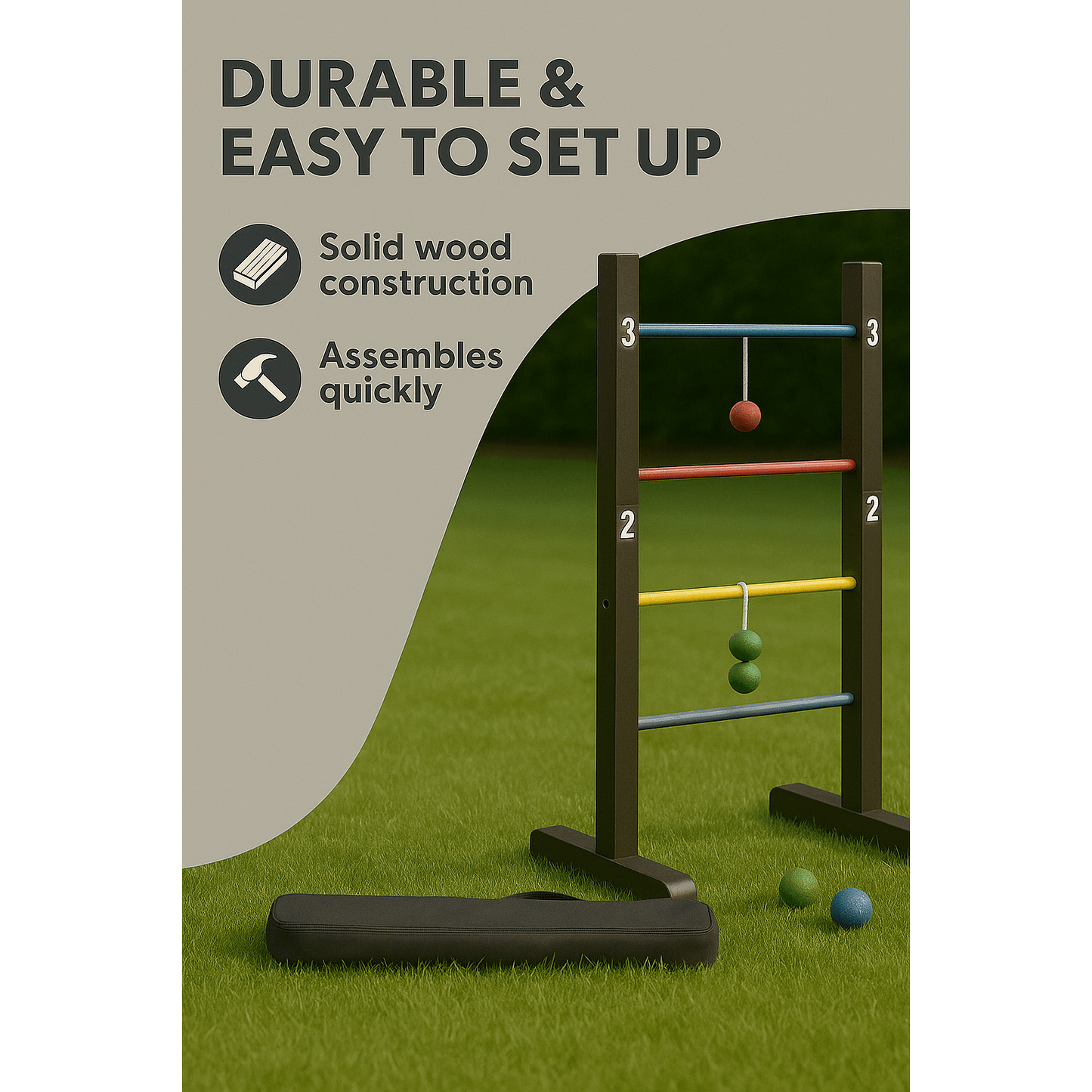 Outdoor Lawn Toss Game Set – Washer Toss & Ladder Toss for Backyard Party, Portable Yard Games for Adults Kids Family