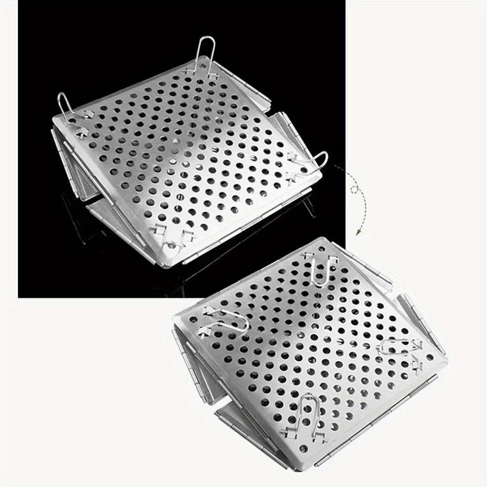 Wood Burning Camp Stove Portable Stainless Steel, Mini Folding Charcoal BBQ Grill, Camping Wood Stove Burner