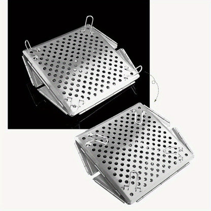 Wood Burning Camp Stove Portable Stainless Steel, Mini Folding Charcoal BBQ Grill, Camping Wood Stove Burner