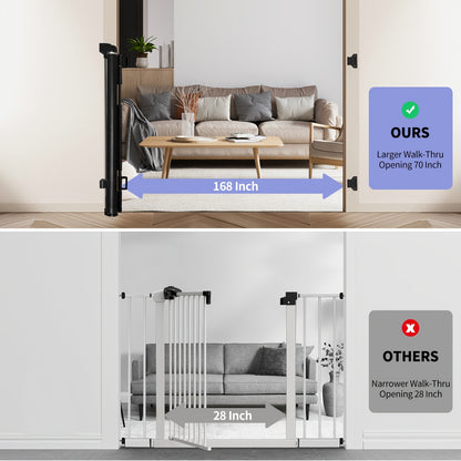Retractable Baby Gate & Mesh Dog Gate – Extends 55" to 197" Wide, Child Safety Gate for Doorways Stairs Hallways, Indoor & Outdoor Use