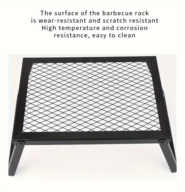 Portable Camping Bonfire Grill with Storage Bag – Heavy Duty Iron Barbecue Rack for Outdoor Picnic, RV Party & Firewood Heating