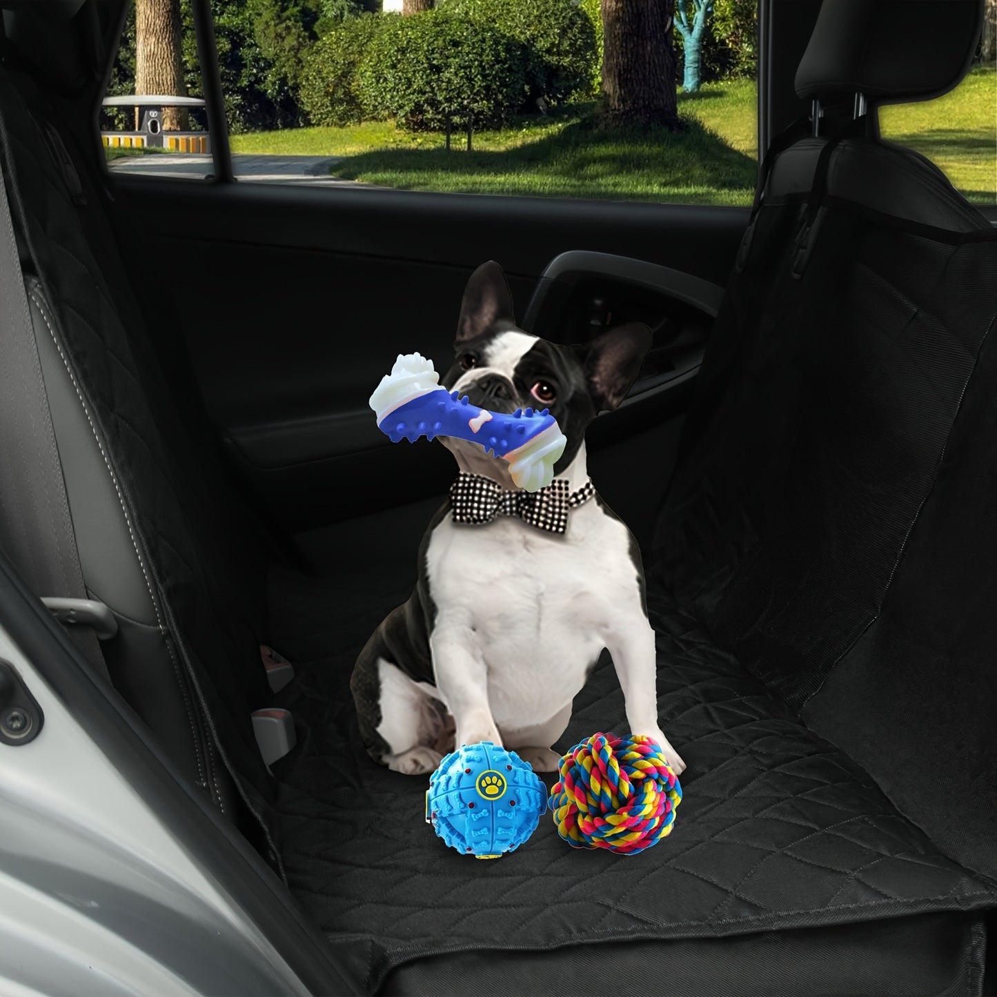 Dog Car Seat Cover for Back Seat – Waterproof Oxford & TPU Pet Seat Protector with Anti-Slip Base, Side Flaps