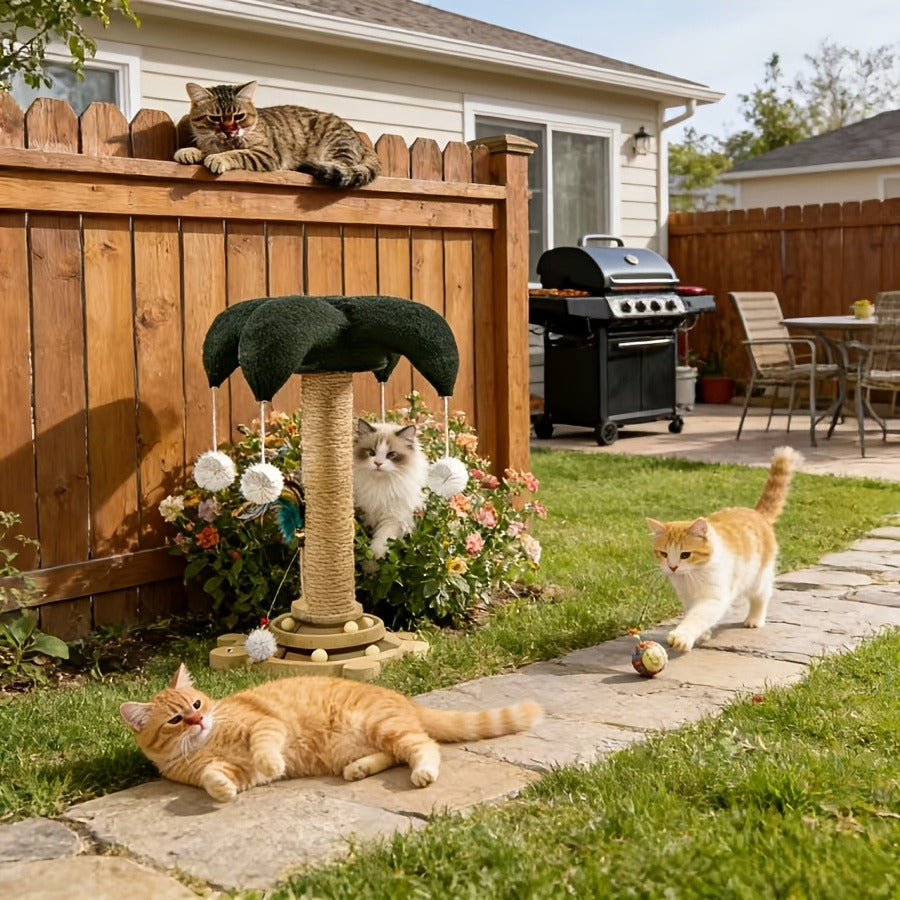 Cat Scratching Post Sisal Vertical Clown Hat Design, Wear-Resistant Cat Scratch Board with Cat Climbing Frame & Teaser Toy