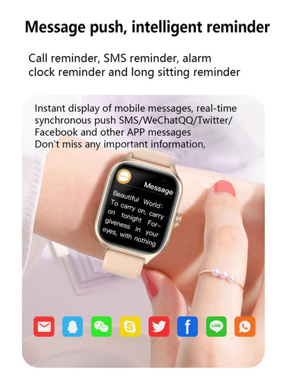 Smart Watch 1.83-Inch Touch Display with Bluetooth Calling, Music Control and Black Silicone Band
