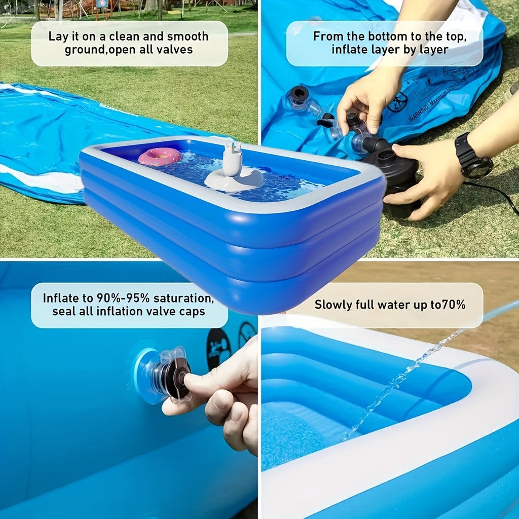 Inflatable Swimming Pool for Family Adults Kids, Large Above Ground Outdoor Backyard Pool for Garden, Patio and Yard Use