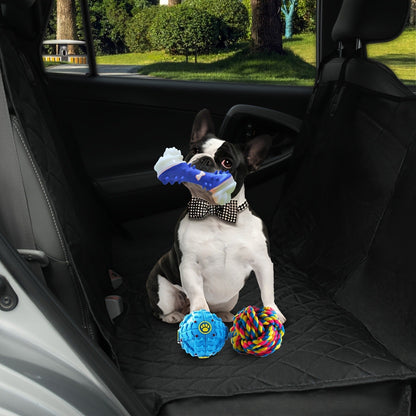 Quilted Dog Car Back Seat Cover with Side Flaps, Mesh Window and Six Color or Pink Mat Bundle Options