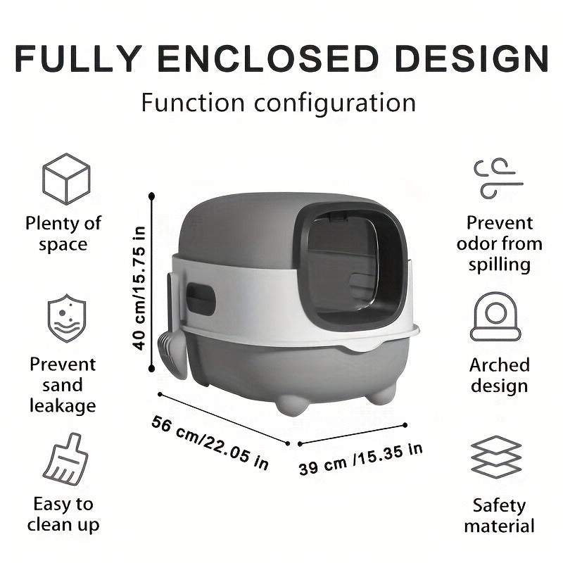 Enclosed Cat Litter Box with Odor Control – Foldable Top Entry Design, Splash-Proof Walls, Compact Size for Small Spaces